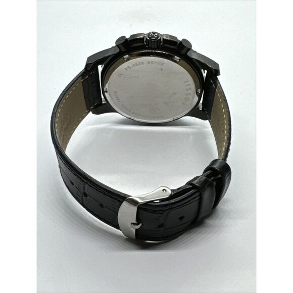 Fossil Dean FS4646 Men Black Leather Analog Dial Quartz Chronograph Watch AEA124 - Picture 9 of 11